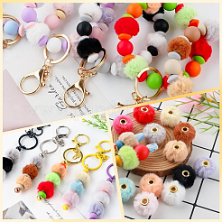 DIYファインディングビーズキット  ベルベットのウサギのファーの模造品、ヨーロッパのビーズを含む  シリコーン焦点ビーズ  ミックスカラー  12~20x6~15mm  穴：2~4mm  57pc&nbsp;DIY-SC0031-87B