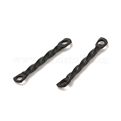 304ステンレススチールコネクタチャーム  ツイストバー  ブラック  15x2x1.2mm  穴：1mm&nbsp;STAS-Q323-02C-B