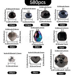 ミックススタイルのガラスビーズ連売り  多面カット  混合図形  ミックスカラー  4~10x4~10x3~9.5mm  穴：0.4~1.4mm&nbsp;EGLA-PA0001-06