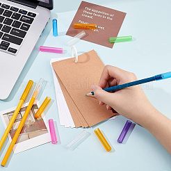 96個 6色透明プラスチック鉛筆キャップ  鉛筆保護カバー  鉛筆アクセサリー  ミックスカラー  45x10mm  穴：2.5mm  内径：8mm  16個/カラー&nbsp;AJEW-CA0003-04