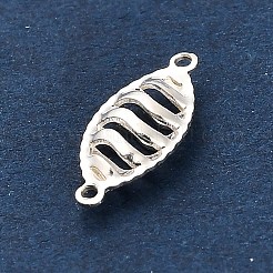スターリングシルバー 925D 中空コネクタチャーム 3 個  銀色のメッキ  馬の目  10x4.5x2mm  穴：0.7mm&nbsp;STER-F058-02S-02