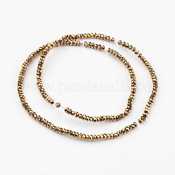 電気メッキガラスビーズセット  ファセットロンデル  黄金メッキ  3x2mm  穴：1mm  約170個/連  15インチ&nbsp;EGLA-P018-2mm-F01