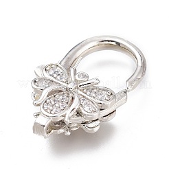 真鍮マイクロペーブクリアキュービックジルコニアカニカン  昆虫  プラチナ  25x16x6mm  穴：3x2mm&nbsp;ZIRC-H102-01P