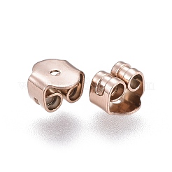 イオンプレーティング(IP) 304 ステンレススチール製イヤーナット  ピアスバックキャッチ  ローズゴールド  5x5x3.5mm  穴：0.8mm&nbsp;STAS-F203-07RG