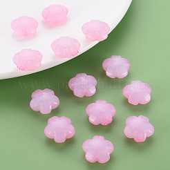 模造ゼリーアクリルビーズ  花  多面カット  パールピンク  17x17.5x10mm  穴：2mm  約340個/500g&nbsp;LS-MACR-S373-87-E10