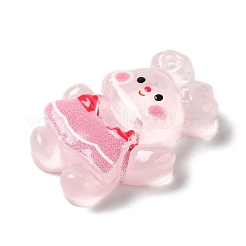 半透明樹脂デコデンカボション  ドレスを着た漫画のウサギ  ピンク  27x19.5x7mm&nbsp;RESI-M039-02B