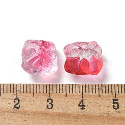 ベーキングペイント透明ガラスビーズ  グラデーションカラー  ライオン  レッド  11.5x11x9.5mm  穴：1.2mm&nbsp;GLAA-C035-01O