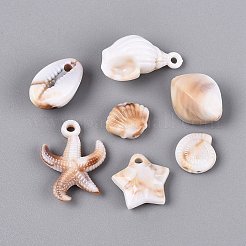 ツートンカラーのオーシャンシリーズ、不透明プラスチック製天然石風ペンダント  混合形状チャーム  チョコレート  11~26x11~18x4~12mm  穴：1.5~2mm  約709個/500g&nbsp;KY-Q005-05