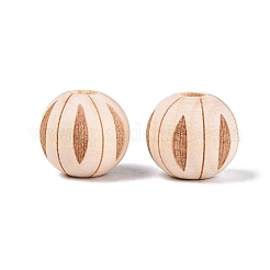 天然シマウッドのヨーロピアンビーズ  ラウンド  大穴ビーズ  湯通しアーモンド  16mm  穴：4.5mm&nbsp;WOOD-Q001-01