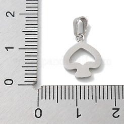304ステンレススチールマイクロパヴェキュービックジルコニアペンダント  ハートチャーム  ステンレス鋼色  12.5x10x2mm  穴：4x2.5mm&nbsp;STAS-Z107-04P-05