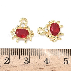 真鍮製マイクロパヴェキュービックジルコニアペンダント  カニチャーム  鉛フリー＆カドミウムフリー  長持ちメッキ  ラックめっき  ゴールドカラー  14x12.5x3.5mm  穴：2mm&nbsp;KK-L256-39G