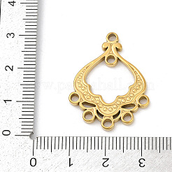 304ステンレスシャンデリア部品リンク  イオンプラチナ(IP)  ティアドロップ  ゴールドカラー  29.5x23x2.5mm  穴：2mm&nbsp;STAS-Q350-12G