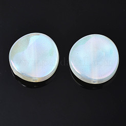 レインボー虹色メッキアクリルビーズ  キラキラビーズ  フラットラウンド  ホワイト  19.5x6mm  穴：1.8~2mm&nbsp;PACR-S221-003