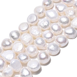 天然養殖淡水パールビーズ連売り  研磨両側  乳白色  7.5~9x7.5~10.5x3~7.5mm  穴：0.5mm  約49~55個/連  15.83~16.14''（40.2~41センチメートル）&nbsp;PEAR-N014-07K