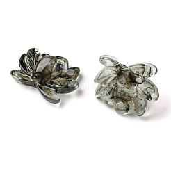 透明樹脂ビーズ  ツートンカラーの蓮の花  グレー  15x19x7mm  穴：1.8mm&nbsp;CRES-B021-05