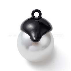 ハロウィンスプレー塗装合金ペンダント  プラスチック真珠  ゴーストチャーム  ブラック  22x16x19mm  穴：2mm&nbsp;PALLOY-R139-02A-02