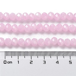 焼き絵用塗料、模造翡翠ガラスビーズの連  ファセットロンデル  パールピンク  10x8mm  穴：1mm  約60~61個/連  46~48cm&nbsp;DGLA-A034-J10mm-A26