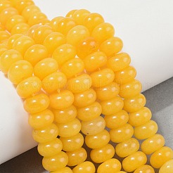 染め加工天然石ホワイトジェイドビーズ連売り  ロンデル  ゴールド  10x6mm  穴：1.2mm  約63個/連  14.88''（37.8センチメートル）&nbsp;G-G107-A15-01