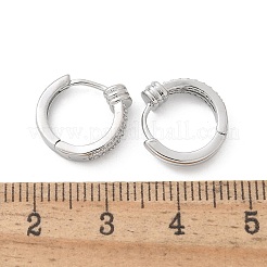 真鍮クリアキュービックジルコニアフープピアス  リング  プラチナ  13x3.5mm&nbsp;EJEW-Q014-19P