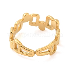 女性用304ステンレススチール中空オープンカフリング  長方形  18KGP本金メッキ  内径：17mm&nbsp;STAS-D085-35G