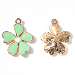合金エナメルチャーム  花  ライトゴールド  アクアマリン  20x18x3mm  穴：1.4mm&nbsp;ENAM-R058-01D