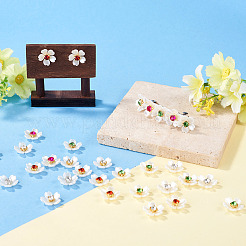 80 個のプラスチックカボション  ラインストーンとアイロン付き  花  ゴールドカラー  ミックスカラー  15x14.5x5.5mm&nbsp;KY-TADJ0001-10