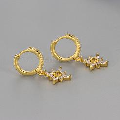 バレンタインデーの真鍮とクリアキュービックジルコニアのフープピアス  花  ゴールドカラー  26x12.26mm&nbsp;WG91F02-01