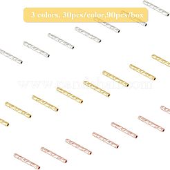 メッキ真鍮チューブビーズラック  長持ちメッキ  ミックスカラー  24x1.5mm  穴：0.5mm  3色  20個/カラー  60個/箱&nbsp;KK-FH0001-19