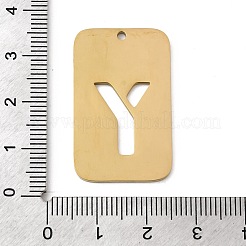 304ステンレスペンダント  文字の長方形  イオンプレーティング（ip）  18KGP本金メッキ  文字y  33x20x1.5mm  穴：1.8mm&nbsp;STAS-D200-01Y-G