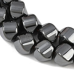 合成磁気無しヘマタイトビーズ連売り  ツイスト  グレード5 A  10x10x10mm  穴：1mm  約41個/連  16.14''（41センチメートル）&nbsp;GG-CBAB93D-A01-02