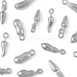 24個 6スタイル 野菜 304ステンレススチールチャーム  洗練された  混合図形  9.5~11x2.5~5x2~3mm  穴：1~1.2mm  4個/スタイル&nbsp;STAS-FS0002-11