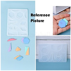 形状形状シリコンモールド  DIYイヤリング用  ペンダントネックレスジュエリーシリコーンレジンキャストモールド  ホワイト  158x105x6mm  穴：1.8mm  内径：29~43x11~42mm&nbsp;DIY-L048-09