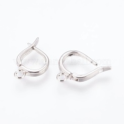ラッチバック開閉式真鍮フープピアスパーツ  カドミウムフリー＆鉛フリー  プラチナ  19x12x2.5mm  穴：1.2mm  ピン：1mm&nbsp;X-ZIRC-F088-063P