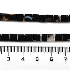 天然石黒瑪瑙ビーズ連売り  2穴  染め＆加熱  長方形  5.5~6x5x2.5mm  穴：0.9mm  約69~70個/連  15.12~15.2インチ（38.4~38.6cm）&nbsp;G-F762-A17-01