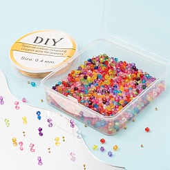 DIYジュエリー作成キット  双円錐透明アクリルビーズを含む  304ステンレススチールラウンドビーズと銅ジュエリーワイヤー  ミックスカラー  ビーズ：約21g /箱&nbsp;DIY-FS0002-15