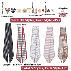シルクスカーフネックレスのDIYキット  ポリエステルロングシルクスカーフ5枚を含む  合金とエナメルのペンダント20個  30個入り真鍮丸カン  ミックスカラー  850x63x0.3mm&nbsp;DIY-BM0002-54