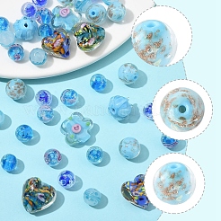 手作りの凹凸ガラスビーズ38個  混合図形  ミックスカラー  7.5~5x7.5~16x8~12.5mm  穴：1~1.8mm&nbsp;LAMP-FS0001-40