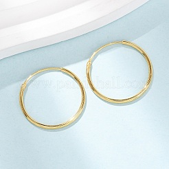 925スターリングシルバーハギーフープピアス  リング  ゴールドカラー  20x1.2mm  ピン：0.6mm&nbsp;EJEW-C179-05B-G