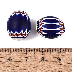 手作りのミルフィオリガラス樽ビーズ  シェブロンビーズ  シングルフラワーデザイン  マリンブルー  16~18x14~16mm  穴：2~4mm&nbsp;LA-N002-16A