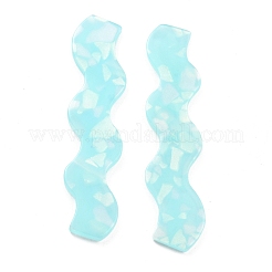 アクリル波形カボション  ヘアアクセサリー用  淡いターコイズ  65x15x2mm&nbsp;FIND-B003-07B