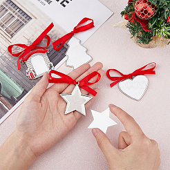 8セット8スタイルのクリスマステーマ昇華ブランク合金ペンダントデコレーション  合金ブランク写真写真ペンダント  コード付き  ベル/ハート/ツリー  混合模様  39~187x42~62x2.5~6mm  穴：3~6x3~3.5mm  内径：31~54x19.5~42.5mm  1セット/スタイル&nbsp;DIY-FH0005-64