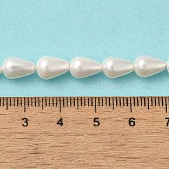 電気メッキシェルパールビーズ連売り  ティアドロップ  フローラルホワイト  9x6mm  穴：0.7mm  約44個/連  16.14''（41センチメートル）&nbsp;BSHE-G010-6x9mm-01A