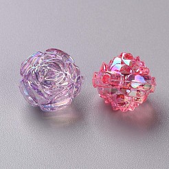 透明なアクリルビーズ  ABカラー  花  ミックスカラー  18x16.5mm  穴：2.5mm  約228個/500g&nbsp;TACR-S154-31C