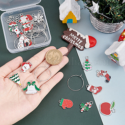 Diyのクリスマスワイングラスチャーム作成キット  合金エナメルペンダントを含む  真鍮ワイングラスチャームリング＆丸カン  ミックスカラー  52個/箱&nbsp;DIY-SC0018-89