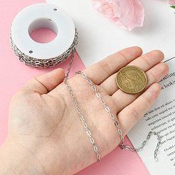 変色しにくい304ステンレススチールアズキチェーン  ハンダ付け  フラットオーバル  ステンレス鋼色  5x2.5x0.6mm&nbsp;CHS-K001-30-2.5mm