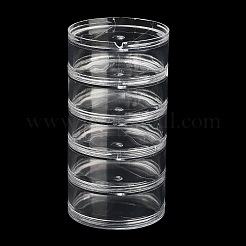 （不良品処分セール：傷あり）丸型プラスチックビーズ容器  積み重ねた瓶を5本のバイアルでねじ止めする  透明  6.95x13.5cm&nbsp;LS-CON-XCP0002-39