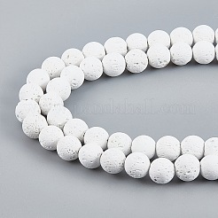 合成溶岩岩ビーズ連売り  染め  ラウンド  ホワイト  8~8.5mm  穴：1.8mm  約47個/連  14.96インチ（38cm）&nbsp;X-G-S247-8mm-08-1