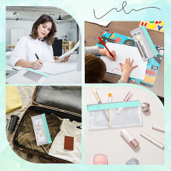 長方形のPVC＆PUレザー製再封可能バッグ  ペン  鉛筆＆マーカーケース  アクアマリン  10.5x22.3x0.25cm&nbsp;ABAG-WH20001-20C