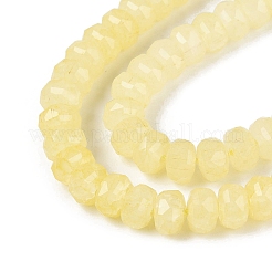 模造翡翠クラックルガラスビーズ連売り  ロンデル  多面カット  ライトカーキ  7.5~8x5~5.5mm  穴：1.4mm  約70~71個/連  14.57~14.76インチ（37~37.5cm）&nbsp;GLAA-N068-01A-A06