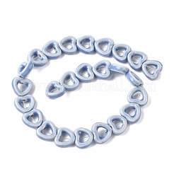 手作り陶器ビーズ連売り  ハート  光沢釉の磁器  コーンフラワーブルー  13x14.5x5mm  穴：1.4mm  約25個/連  12.60''（32センチメートル）&nbsp;PORC-Z002-01J